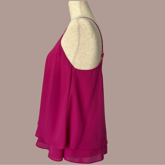 Metaphor Magenta Layered Spaghetti Strap Cami Tank Small | Double-Layered Flowy - Picture 3 of 8